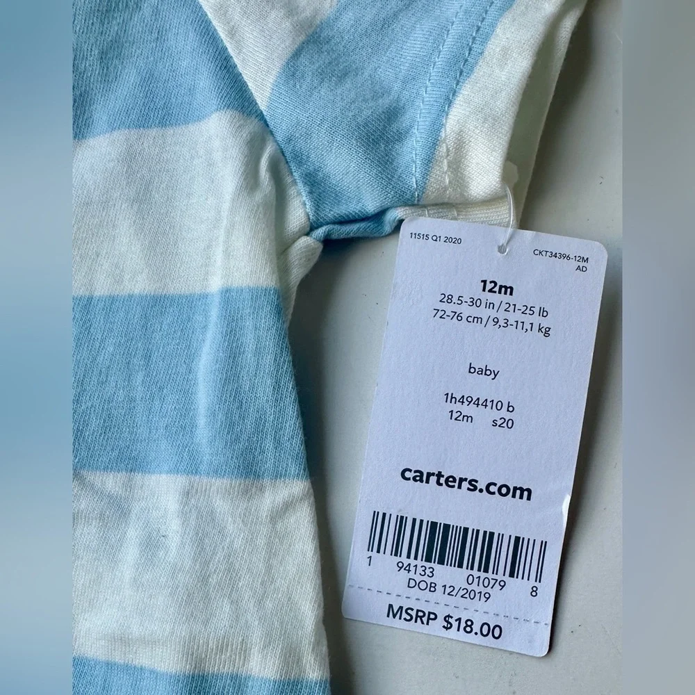 NWT Carter's Baby Boy Blue Striped Whale Snap Shorts Hooded One Piece 12 Months